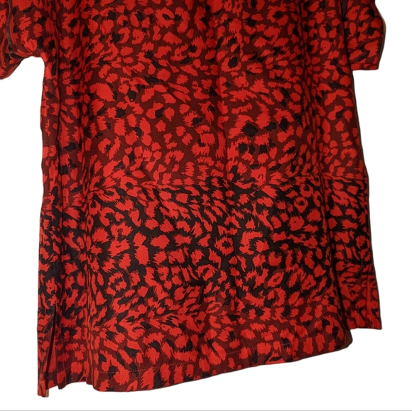 Marc By Marc Jacobs Red Animal Leopard Print Short Dolman Sleeve Silk Blouse - Picture 11 of 14